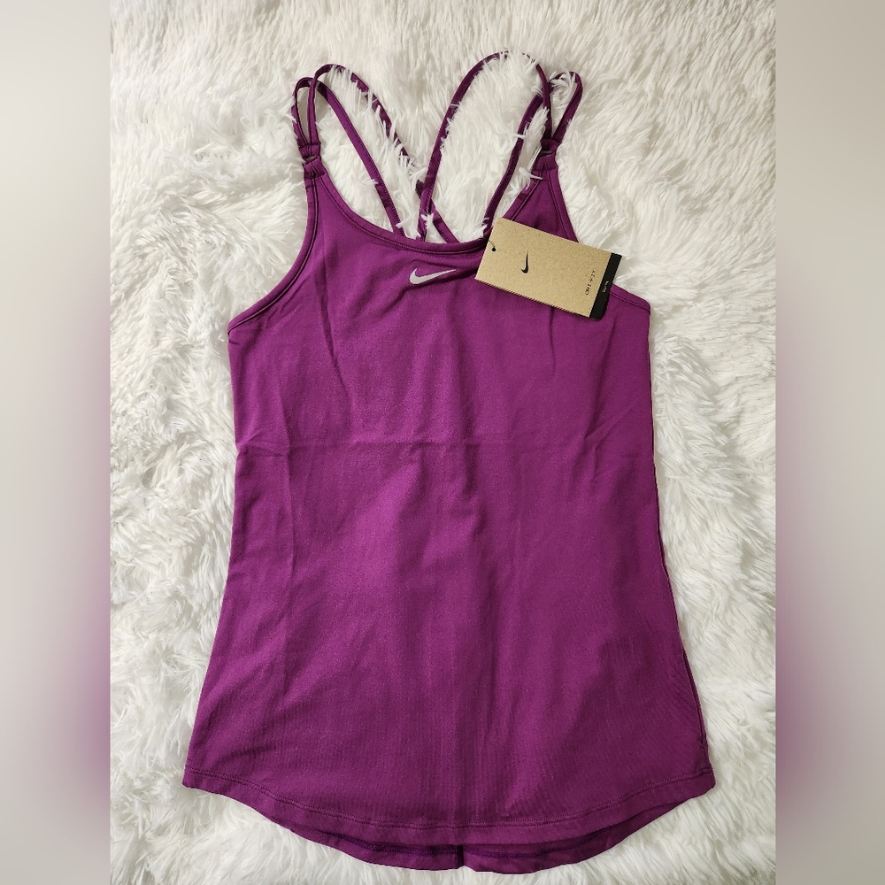 Nike Purple Dri-Fit Slim Fit Training Thin Strap Racerback Tank Top